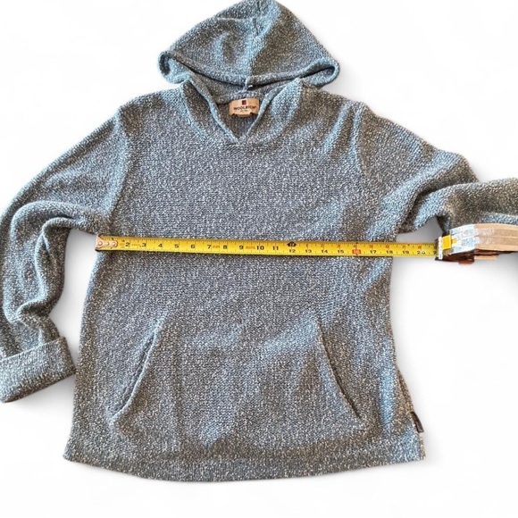 Woolrich Women’s Knit Hoodie Sweater Blue Peacock Heather Size M Soft - Picture 3 of 7